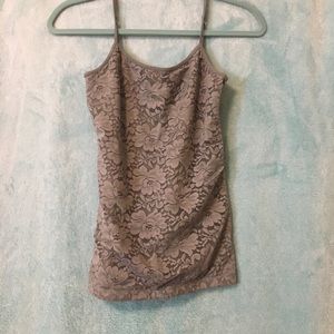 Grey Lace Tank top with adjustable spaghetti strap